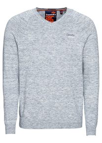 Superdry, Herren Pullover 'ORANGE LABEL COTTON VEE', Blau / Graumeliert