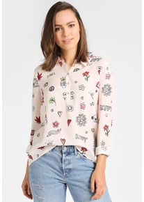 grace, Damen Bluse 'Good Vibes', Grün / Pastellpink / Schwarz