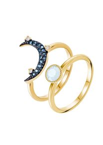 Swarovski, Damen Ring 'Duo Moon Mont 5428614', Blau / Gold / Wei&szlig;