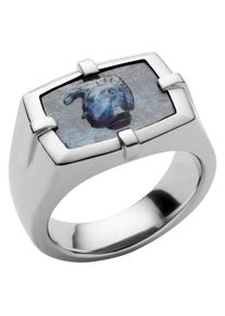 Diesel, Herren Fingerring, Blau / Silbergrau