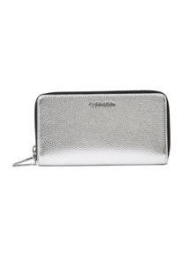 Calvin Klein, Damen Geldbörse 'CK MUST LRG DBL ZIP AROUND MET', Silber