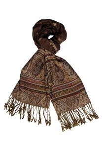 Silvio Tossi, Damen Schal, Camel / Brokat / Dunkelbraun