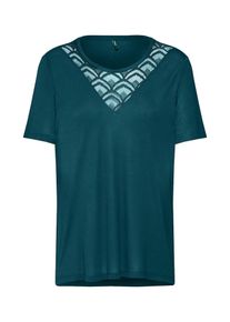 Only, Damen Shirt 'onlNICOLE S/S LACE TOP JRS', Petrol