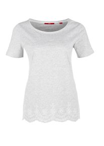 s.Oliver RED LABEL, Damen T-Shirt, Graumeliert / Wei&szlig;