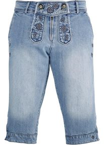 Spieth & Wensky SPIETH & WENSKY, Damen 3/4-lange Trachtenhose mit Bl&uuml;tenstickerei, Blue Denim