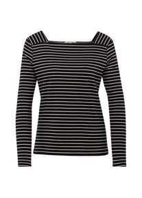 Tom Tailor Denim, Damen Langarmshirt, Schwarz / Weiß