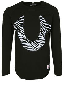 True Religion, Herren Longsleeve 'ANIMAL HORSESHOE', Schwarz / Wei&szlig;