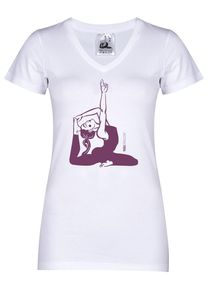 YOGISTAR.COM, Damen Yogi-t-shirt "yogifee", Bordeaux / Weiß