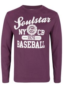 Soulstar, Herren Longsleeve, Burgunder / Weiß
