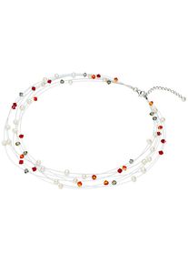 Valero Pearls, Damen Kette mit Süßwasser-Zuchtperlen und Kristallen von Swarovski , Silber