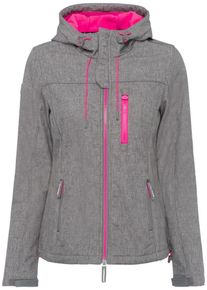 Superdry, Damen Softshelljacke 'WINDTREKKER', Graumeliert / Neonpink