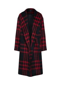 Missguided, Damen Mantel 'Check Shawl Collar Coat', Rot / Schwarz