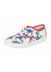 Heine, Damen Sneaker mit Papageien-Print, Rot / Wei&szlig;