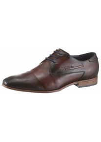 Bugatti, Herren Schn&uuml;rschuhe mit dezenten Rillen, Kastanienbraun