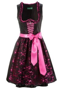 Country Line, Damen Dirndl midi mit Applikation, Pink / Schwarz