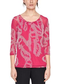 s.Oliver BLACK LABEL, Damen Layer-Bluse mit Allover-Print, Pink / Weiß