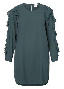 JUNAROSE, Damen Kleid mit langen Ärmeln Rüschendetail, Smaragd