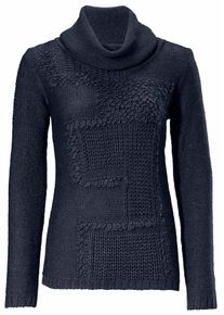 Heine, Damen Rollkragenpullover Strickmix, Marine