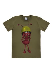 logoshirt, Herren T-Shirt 'Ameisenoberst', Oliv / Merlot