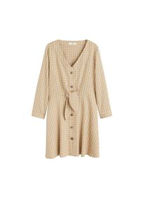 Mango, Damen Kleid 'Milu', Sand / Dunkelgrau / Weiß