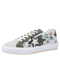 Mustang, Damen Sneaker, Silbergrau / Khaki / Mint / Wei&szlig;