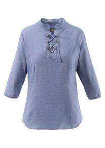 OS-Trachten, Damen Trachtenbluse in Denim-Optik, Blau / Hellgrau