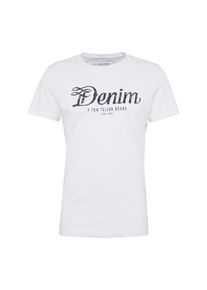 Tom Tailor Denim, Herren T-Shirt 'NOS crewneck tee with print', Schwarz / Wei&szlig;