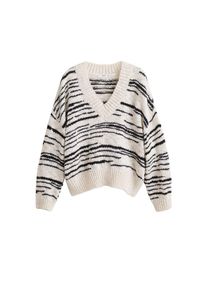 Mango, Damen Pullover 'Rural', Schwarz / Wei&szlig;