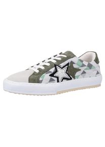 Mustang, Damen Sneaker, Silbergrau / Khaki / Mint / Wei&szlig;