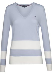 Tommy Hilfiger, Damen Feinstrickpullover mit V-Ausschnitt 'NEW IVY', Hellblau