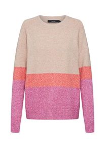 V&eacute;ro Moda VERO MODA, Damen Pullover 'VMDOFFY LS O-NECK BLOCK BLOUSE BOO', Beige / Pink / Rot