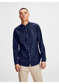Jack & Jones JACK & JONES, Herren Klassisches Langarmhemd, Blau