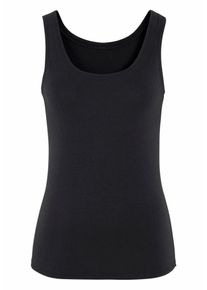 Vivance, Damen Tanktops (2 St&uuml;ck) aus Baumwoll-Stretch, Schwarz