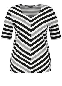 SAMOON, Damen T-Shirt, Grau / Schwarz / Weiß