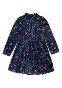 Friboo, Mädchen Samtkleid, Hellblau / Dunkelblau / Hellrot