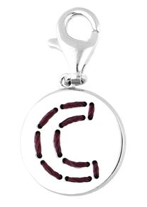 Esprit, Damen Charm 925 Silber Letter Fabric C ESCH91125A, Weinrot / Silber