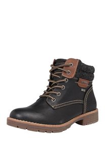 Tom Tailor, Damen Schn&uuml;rstiefel mit Patches, Schwarz