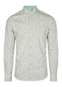 & Colours & Sons COLOURS & SONS, Herren Hemd 'Wilson', Grün / Pink / Weiß