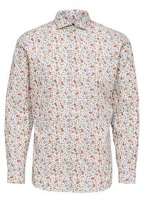 Selected Homme, Herren Bedrucktes Hemd, Blau / Dunkelgelb / Orange / Weiß