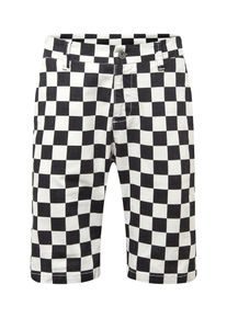 Urban Classics, Herren Shorts 'Check Twill Shorts', Schwarz / Wei&szlig;