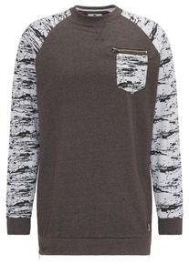 TUFFSKULL, Herren Pullover, Grau / Taupe / Weiß