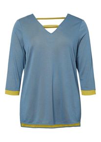 JUNAROSE, Damen Bluse, Rauchblau / Limone