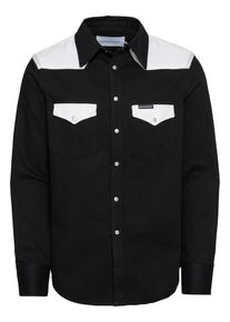Calvin Klein Jeans, Herren Hemd 'FOUNDATION WESTERN SHIRT', Schwarz / Weiß