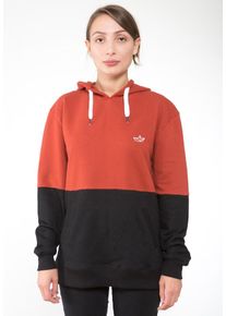 Ezekiel, Damen Hoodie 'Paperboat', Orangerot / Schwarz