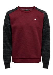 FIRST, Herren Sweatshirt, Rotmeliert / Schwarzmeliert