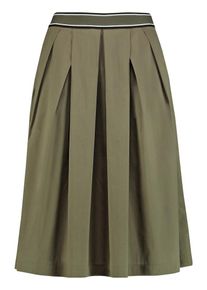 Taifun, Damen Faltenrock mit gestreiftem Bund, Khaki