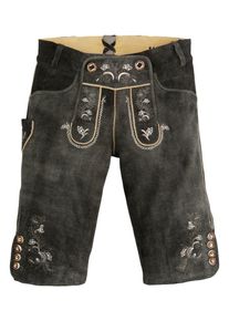 Marjo, Damen 3/4-lange Trachtenlederhose mit Stretchanteil, Anthrazit