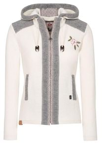 Spieth & Wensky SPIETH & WENSKY, Damen Strickjacke 'Grainet', Graumeliert / Rosa / Wollwei&szlig;
