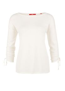 s.Oliver RED LABEL, Damen Feinstrickpullover mit Raffung, Wei&szlig;