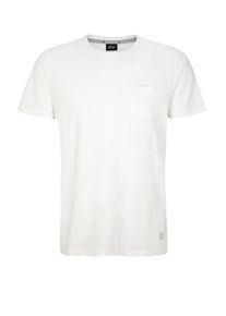 s.Oliver BLACK LABEL, Herren T-Shirt mit Flammgarn-Effekt, Weiß